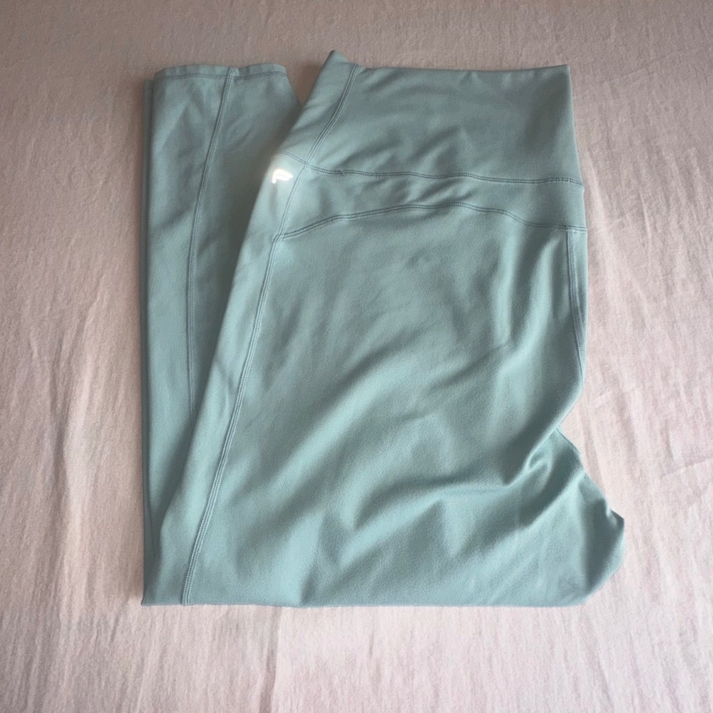Fabletics PureLuxe High Waisted Leggings Mint Green Yoga Pants Womens L/XL Read